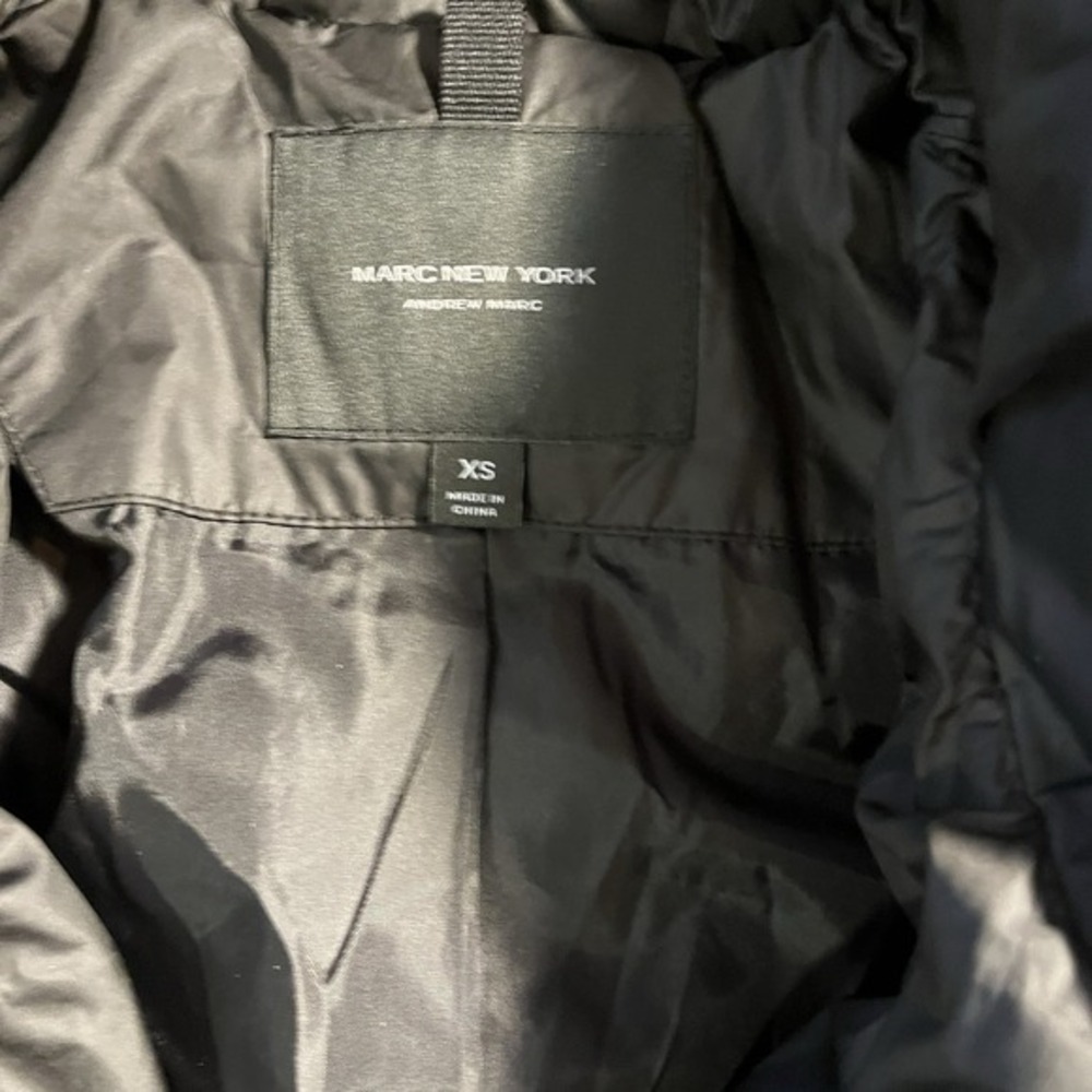 ANDREW MARC Long‎ Black Puffer Coat High Neck Button Vent Pockets - Picture 10 of 11